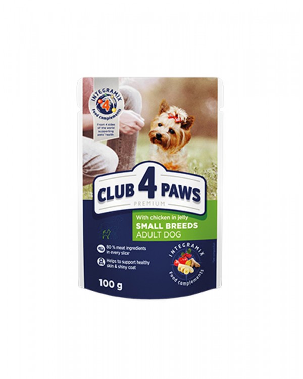 Клуб 4 лапи Консерви для дорослих собак малих порід з куркою в желе