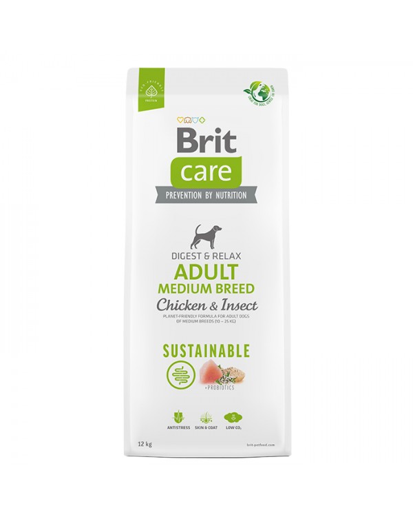 Brit Care Dog Sustainable Adult Medium Breed Сухий корм з куркою та комахами для дорослих собак середніх порід