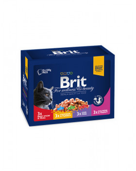 Brit Premium Cat Набір консерв сімейна тарілка асорті 4 смаки (100g х 12шт)
