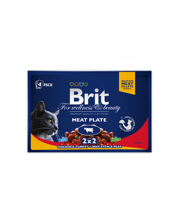 Brit Premium Cat Набор паучей 4шт х 100g м'ясна тарілка