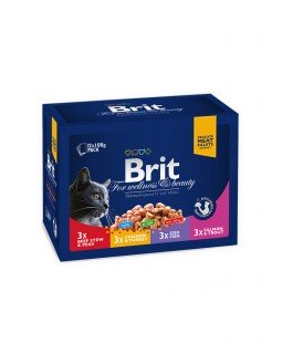 Brit Premium Cat Набір консерв сімейна тарілка асорті 4 смаки (100g х 12шт)