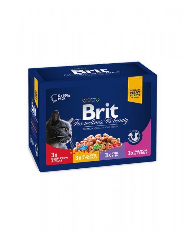 Brit Premium Cat Набір консерв сімейна тарілка асорті 4 смаки (100g х 12шт) Brit Premium Cat Набір консерв сімейна тарілка асорті 4 смаки (100g х 12шт)