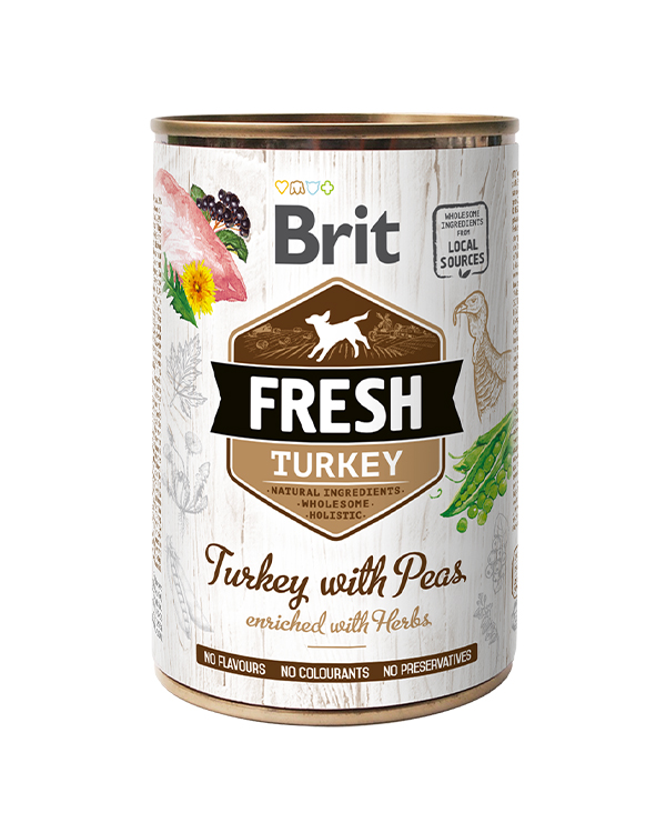 Brit Fresh Turkey/Peas індичка, горошок д/собак 400 г.