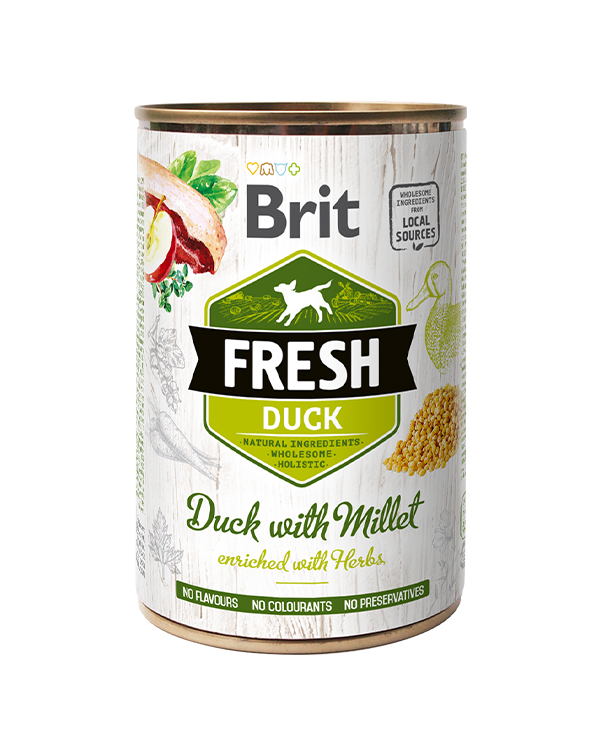 Brit Fresh Duck with Millet Утка,пшено д/собак , 400 гр