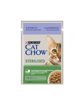  Purina Cat Chow Sterilised с ягненком и зеленой фасолью в соусе