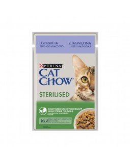  Purina Cat Chow Sterilised с ягненком и зеленой фасолью в соусе