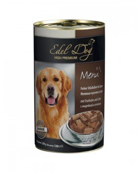 Edel Dog Для взрослых собак с индейкой и печенью в соусе