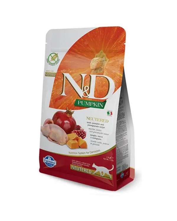 Farmina Cat N&D Gгain Free Pumpkin Quail & Pomegranate Neutered Adult Беззерновий корм для стерилізованих кішок з перепелом, гарбузом та гранатом