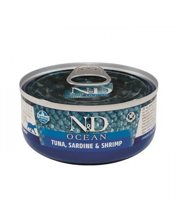 Farmina N&D Grain Free Ocean Tuna, Sardine & Shrimp Adult Консерва для кішок з тунцем, сардиною та креветками