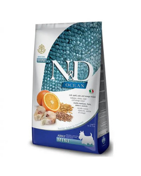 Farmina N&D Low Grain Ocean Cod, Spelt, Oats & Orange Adult Mini низькозерновий сухий корм із тріскою та апельсином для дорослих собак дрібних порід