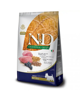 Farmina N&D Low Grain Dog Lamb&Blueberry Adult Mini низькозерновий сухий корм з ягням та чорницею для собак дрібних порід