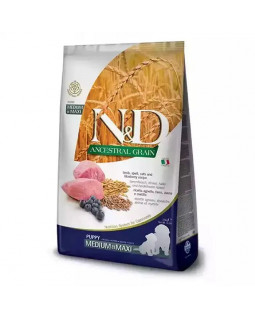 Farmina N&D Low Grain Lamb&Blueberry Puppy Medium&Maxi низькозерновий сухий корм з ягням та чорницею для цуценят середніх та великих порід