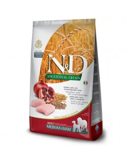 Farmina Adult Dog N&D Low Grain Chicken & Pomegranate Medium & Maxi низькозерновий корм для собак середніх та великих порід з куркою