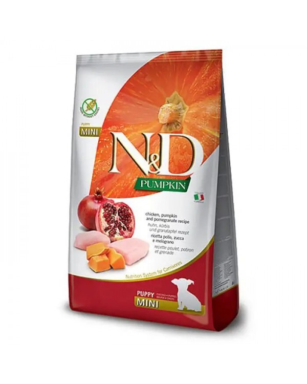 Farmina N&D Pumpkin GF Dog Chicken & Pomegranate Puppy Mini Беззерновий сухий корм з куркою, гарбузом та гранатом для цуценят дрібних порід