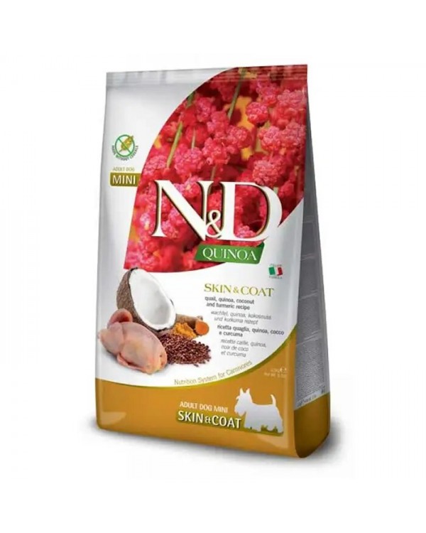 Farmina N&D Quinoa Skin&Coat Adult Mini  Сухий корм при харчовій алергії з перепелом та кіноа для малих порід