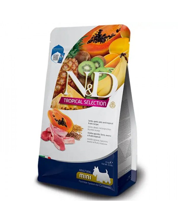 Farmina N&D Tropical Selection Lamb Adult Mini сухий корм для собак маленьких порід з ягням та тропічними фруктами
