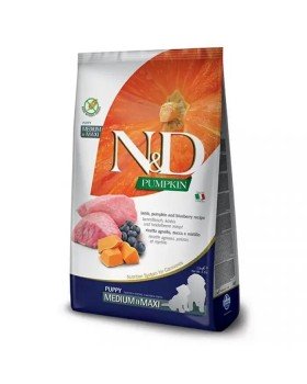 Farmina N&D Gгain Free Pumpkin Puppy Medium&Maxi Lamb&Blueberry беззерновий сухий корм з ягням гарбузом та чорницею для цуценят середніх та великих порід
