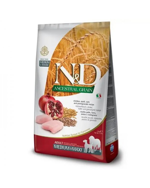 Farmina Adult Dog N&D Low Grain Chicken & Pomegranate Medium & Maxi низькозерновий корм для собак середніх та великих порід з куркою