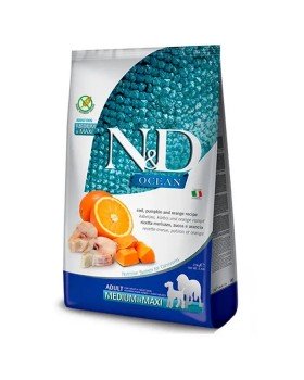 Farmina N&D Grain Free Ocean Cod, Pumpkin & Orange Adult Medium & Maxi Беззерновий сухий корм для собак середніх і великих порід з тріскою, гарбузом і апельсином