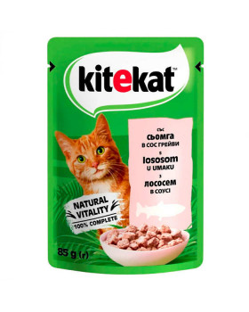 Kitekat Для котов с лососем в соусе