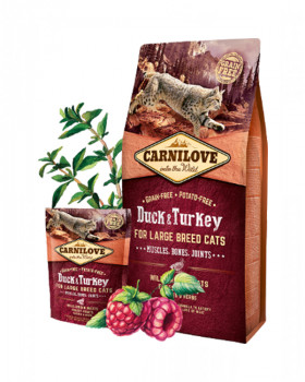 Carnilove Cat Duck & Turkey Large Breed для великих дорослих котів з качкою та індичкою