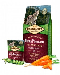 Carnilove Cat Duck & Pheasant Hairball Control для дорослих котів з качкою і фазаном