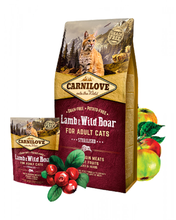 Carnilove Cat Lamb & Wild Boar Sterilised для дорослих котів з ягням і диким кабаном
