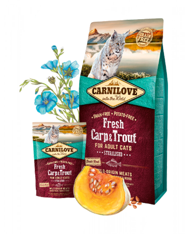 Carnilove Cat Fresh Carp & Trout Sterilised для дорослих котів з коропом і фореллю