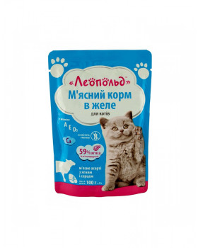 Леопольд Асорті для дорослих котів з ягням та серцем у желе