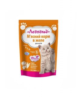 Леопольд Асорті для дорослих котів з м'ясом, печінкою та овочами в желе