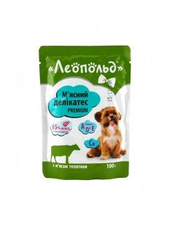 Леопольд М'ясний делікатес корм для дорослих собак із м'ясом телятини Леопольд М'ясний делікатес корм для дорослих собак із м'ясом телятини
