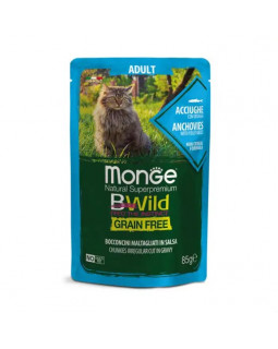 Monge Cat Wet Bwild Grain Free консерва для котів, анчоус з овочами (шматочки в соусі)