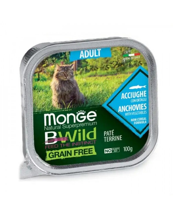 Monge Cat Wet Bwild Grain Free консерва для котів, анчоус з овочами (паштет)