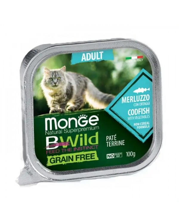 Monge Cat Wet Bwild Grain Free консерва для котів з тріскою та овочами (паштет)