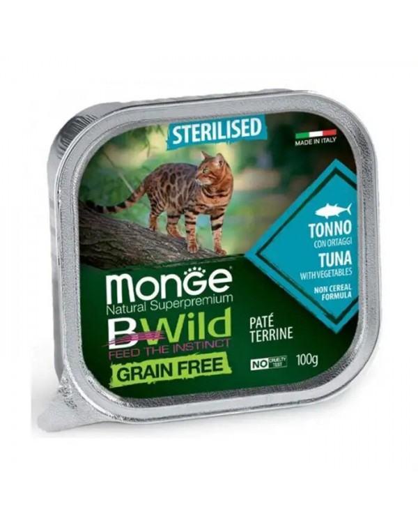 Monge Cat Wet Bwild Grain Free Sterilised консерва для стерилізованих котів з тунцем та овочами (паштет)