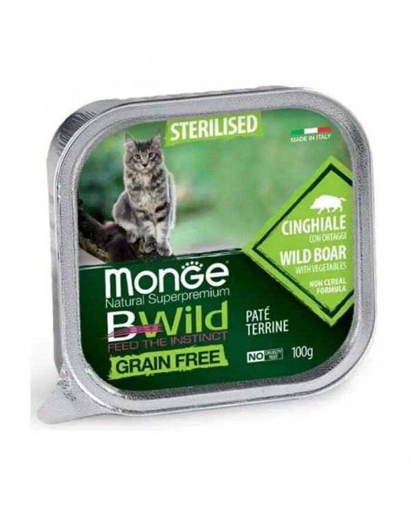 Monge Cat Wet Bwild Grain Free Sterilised консерва для стерилізованих котів з м'ясом кабана та овочами (паштет)