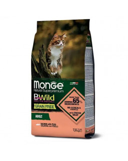 Monge Cat Bwild Grain Free Salmone con Piselli сухий беззерновий корм з лососем для дорослих кішок