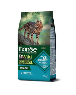Monge Cat Bwild Grain Free Sterilised Tonno con Piselli сухий беззерновий корм з тунця для стерилізованих кішок