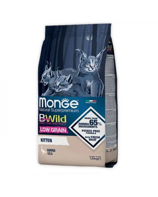 Monge Bwild Low Grain Goose Kitten сухий низькозерновий корм з м'яса гусака для кошенят