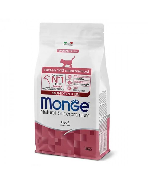 Monge Natural Superpremium Monoprotein Kitten Beef  Сухий корм з яловичиною для кошенят у віці від 1 до 12 місяців