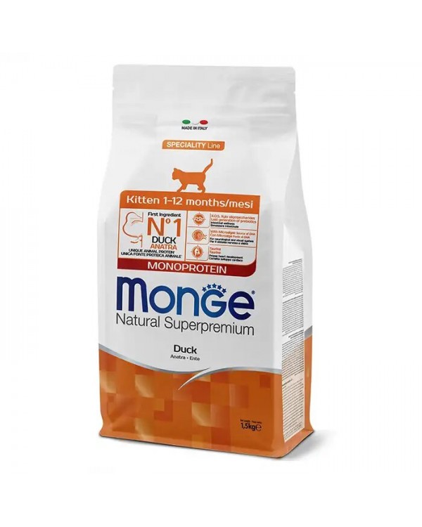 Monge Natural Superpremium Monoprotein Kitten Duck Сухий корм з качкою для кошенят у віці від 1 до 12 місяців