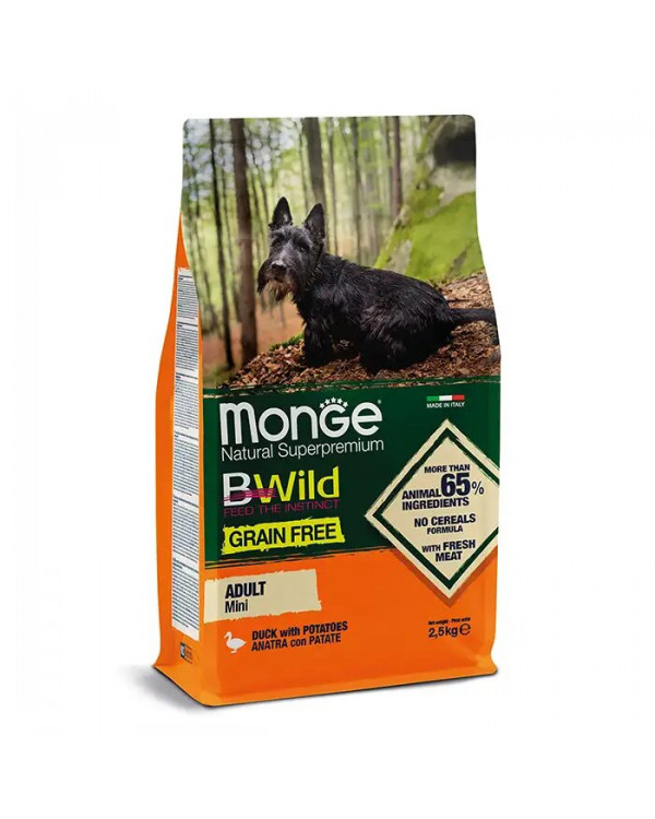 Monge BWild Grain Free Duck Adult Mini сухий беззерновий корм з качкою для дорослих собак дрібних порід