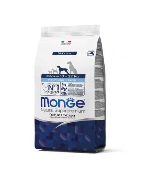 Monge Dog Medium Puppy & Junior сухий корм для цуценят середніх порід з куркою та рисом