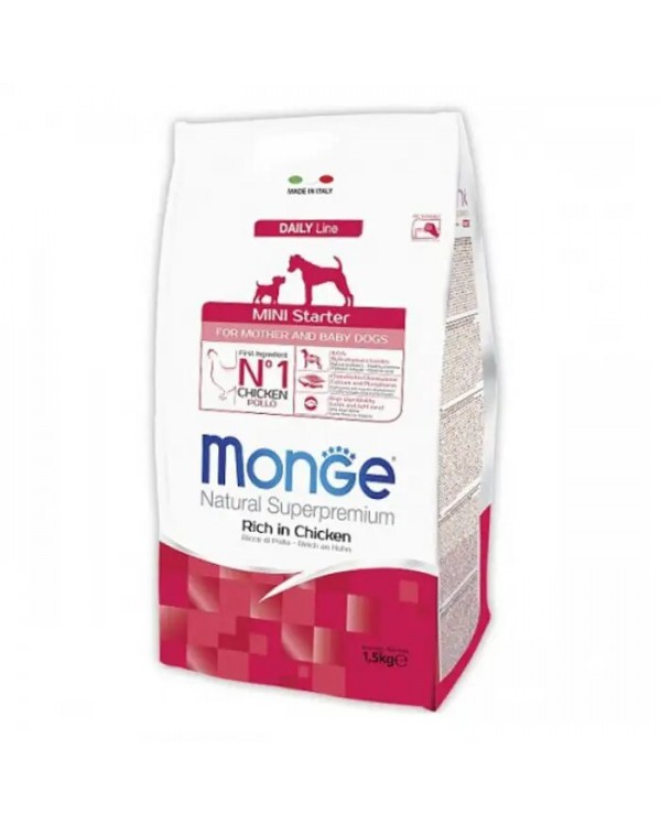 Monge Dog Mini Starter сухий корм для годуючих самок і цуценят маленьких порід з куркою