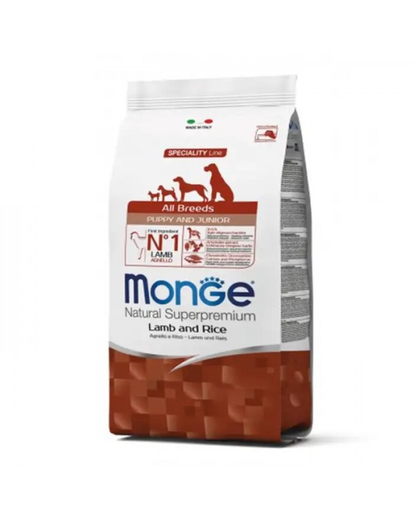Monge Dog All breeds Puppy & Junior сухий корм для цуценят великих порід з ягням та рисом