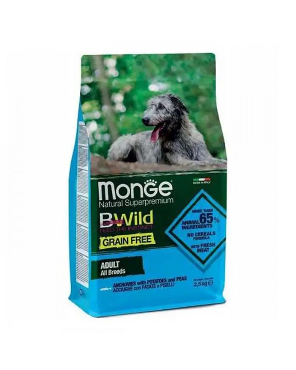 Monge BWild Grain Free Anchovies Adult All Breed сухий беззерновий корм з анчоусом для дорослих собак всіх порід