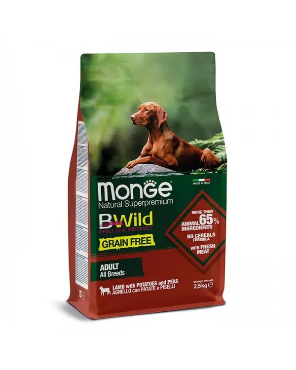 Monge BWild Grain Free Lamb Adult All Breed сухий беззерновий корм з ягням для дорослих собак всіх порід