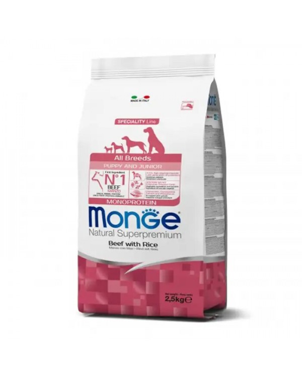 Monge Dog All breeds Puppy & Junior сухий корм для цуценят всіх порід з яловичиною та рисом