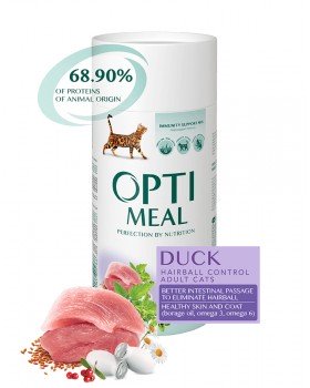 OptiMeal Для дорослих котів з ефектом виведення шерсті-качка OptiMeal Для дорослих котів з ефектом виведення шерсті-качка