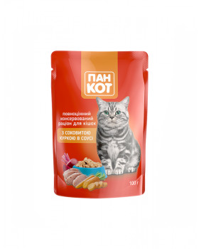 Пан Кіт Для дорослих котів з куркою у соусі